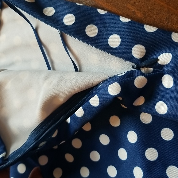 Lucy Paris Womens Wide Leg Blue White Polka Dot Pants Size Extra Large - Picture 7 of 13